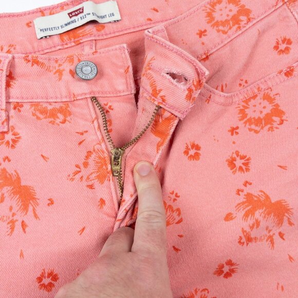 Levi's 512 Jeans Women's 29x30 Perfectly Slimming Pink Floral Print Straight Leg - Picture 7 of 14